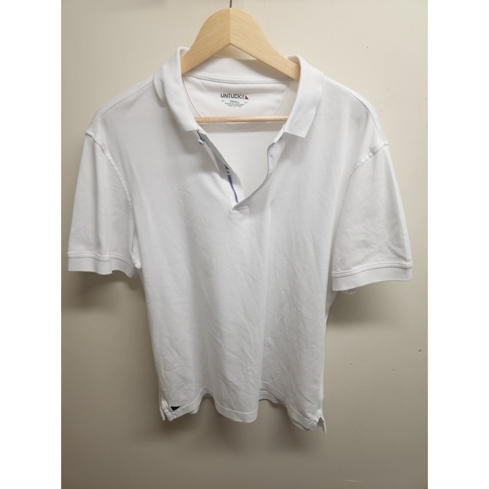 UNTUCKit Mens Polo Shirt Size Small White‎ Short Sleeve Casual Cotton